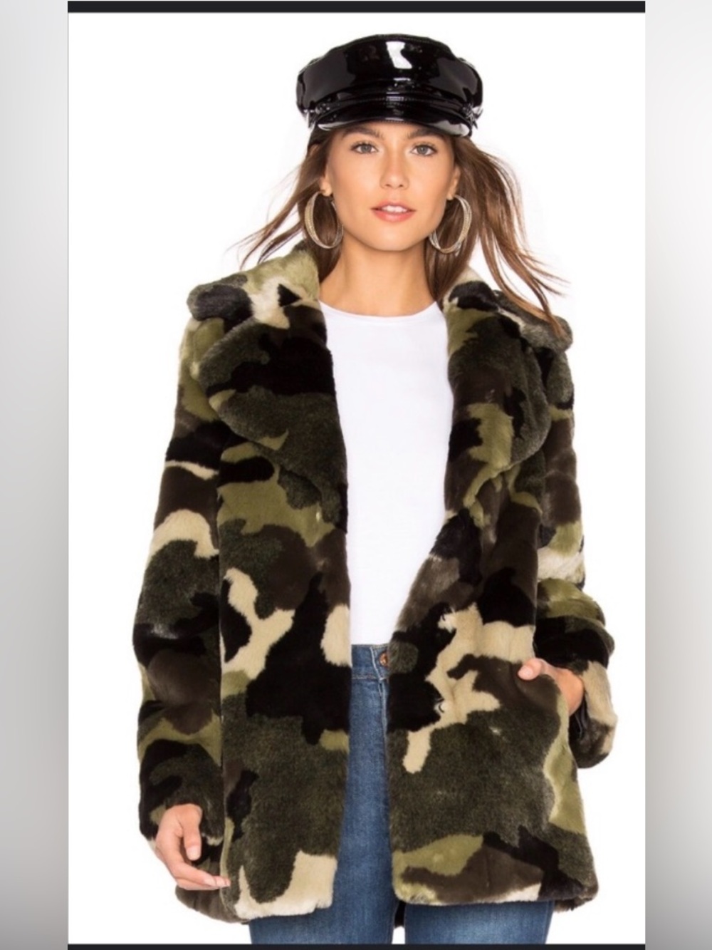 John & Jenn by Line Ruben Faux Fur Jacket - Army Size Small